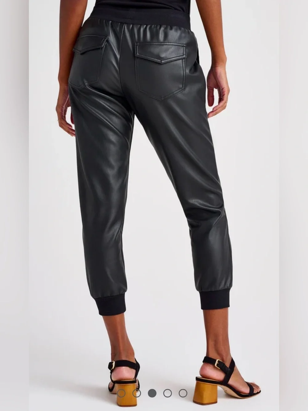 Splendid Black Faux Leather Jogger Pants size L - Picture 3 of 10